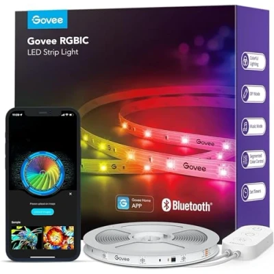 Image of Govee RGBIC LED Strip Light 10M, Smart Lights for Bedroom, Bluetooth APP Control, DIY Multiple Colors on One Line, Music Sync