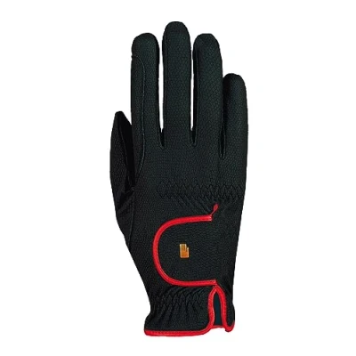 Image of Roeckl Sports equestrian gloves LONA, ladies summer riding glove, black/red 8