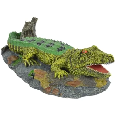 Image of Supa Air Operated Bubbler Crocodile Aquarium Or Fish Tank Ornament, Helps To Aerate Your Aquarium, Highly Detailed.,Green