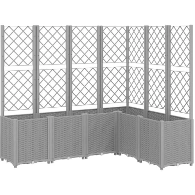 Image of vidaXL Garden Planter with Trellis Light Grey 160x120x140 cm PP