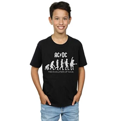 Image of ACDC Boys Evolution of Rock T Shirt Black 12 13 Years