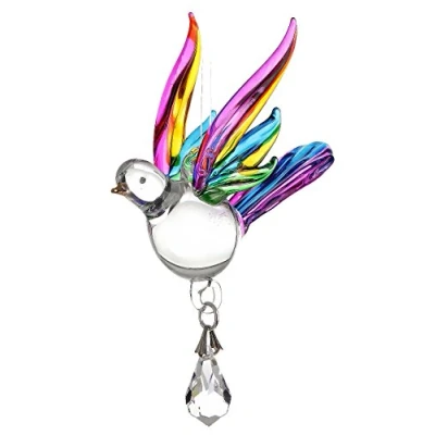 Image of Handmade Fantasy Glass Songbird Suncatcher Gift Tropical