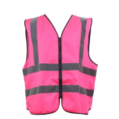 Image of Adult Zipped High Visibility Hi Viz Vis Vest Waistcoat Jacket in Pink (Medium)