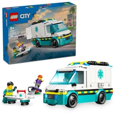 Image of LEGO City Emergency Ambulance Toy with 2 Minifigures Educational Learning Toys for 5+ Year Old Boys &amp; Girls Gift Ideas Birthdays Holidays 60451