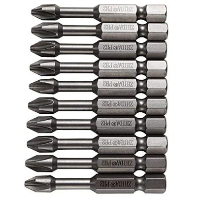 Image of Zhida Torsion Power Bits P2 Phillips Screwdriver Two Inch Long 10 Pcs