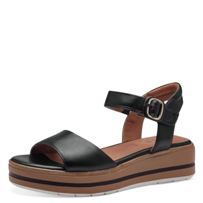 Image of Jana Women&#039;s 8 28268 42 Flat Sandal, Black, 6.5 UK