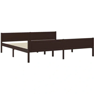 Image of vidaXL Bed Frame without Mattress Solid Pinewood Dark Brown 200x200 cm