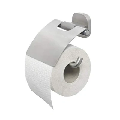 Image of Tiger Ramos Toilet Roll Holder with Cover, Stainless Steel Brushed, 13.6 x 12.2 4.8 cm