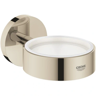 Image of Grohe Essentials Metal glass/soap dish holder with concealed fixings, Polished Nickel (40369BE1)