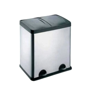 Image of EVRE Stainless Steel Waste Separation Recycling Bin With Removable Multi Compartments For Kitchen Office Living Room (60L (2x30L Compartments))