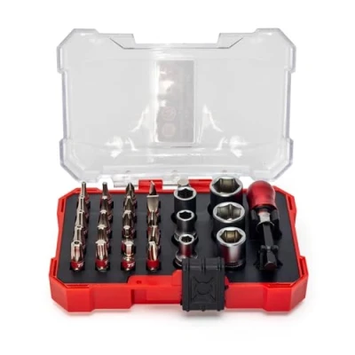 Image of TCD S2 Steel Screwdriver Bit and Socket Set, 28 Piece, 25mm Bits, Sockets, Flathead, Phillips, Pozidriv, Hex, Torx, Tamperproof