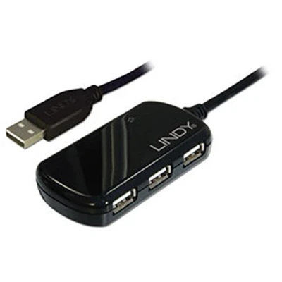 Image of LINDY 8m USB 2.0 Active Extension Pro 4 Port Hub, 42781