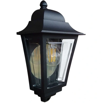 Image of Deco Lane 1 Light Half Outdoor Wall Lantern Black IP44
