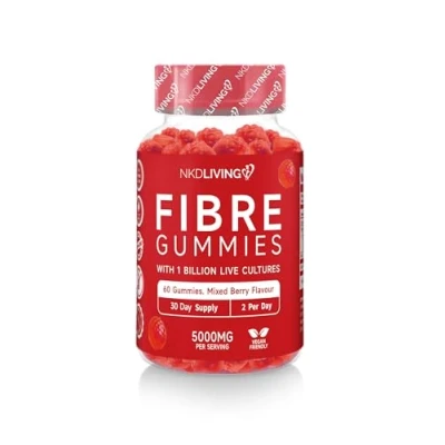 Image of NKD Living High Fibre Inulin Gummies (60 Vegan Gummies) 5g of per Serving with 1 Billion Live Cultures Gut Health and Digestive System Support