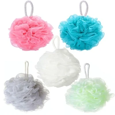Image of YUEMING 5 pcs Mesh Pouf Bath Sponge, Sponge Shower Loofahs Balls, Loofah Body Exfoliating Ball for Women and Men(Random Color