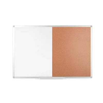 Image of BoardsPlus Magnetic Combination Board, 90 x 60 cm, Cork and Lacquered Steel Surface, Aluminium Frame
