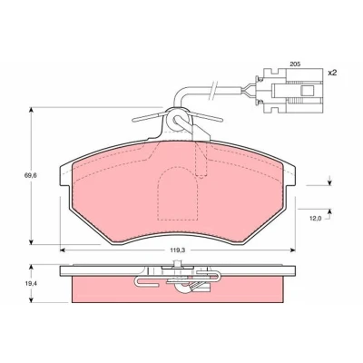 Image of 8A0698151 brake pad set TRW GDB1057 incl. wear warning contact with caliper screws accessories VOLKSWAGEN: GOLF 3, Vento