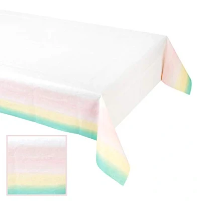 Image of Talking Tables Pastel Paper Table Cover Disposable Tablecloth Perfect for Baby Shower, 1st First Birthday, and Unicorn Themed Birthday Party,180 x 120 cm