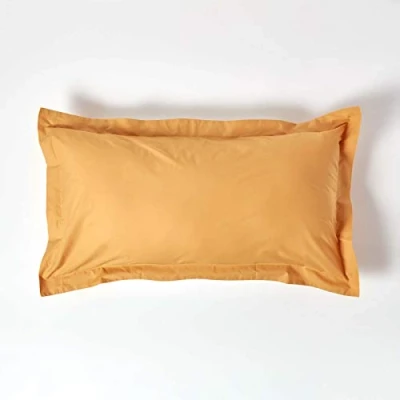 Image of HOMESCAPES Cream Pure Egyptian Cotton King Size Oxford Pillowcase 200 TC 400 Thread Count Percale Equivalent Pillow Case