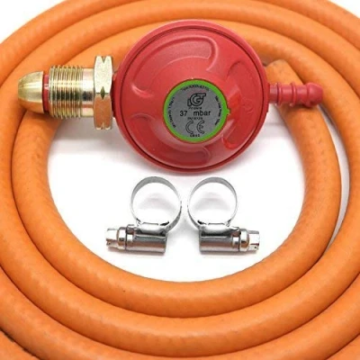Image of IGT 37Mbar Propane Gas Regulator &amp; 2M Hose Kit With 2 Clips 5 Year Warranty