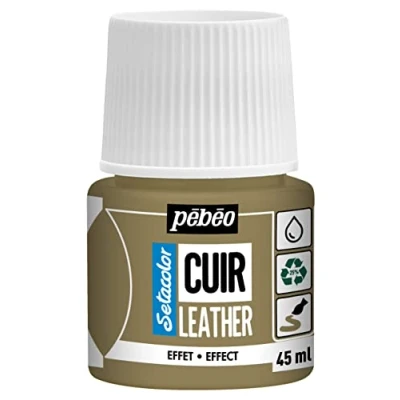 Image of PEBEO Setacolor Leather Acrylic Paint for and Leatherette Customization Bag, Shoe, Sneaker Scratch resistance, folds, rubbing Metal Effect Gold 45 ml
