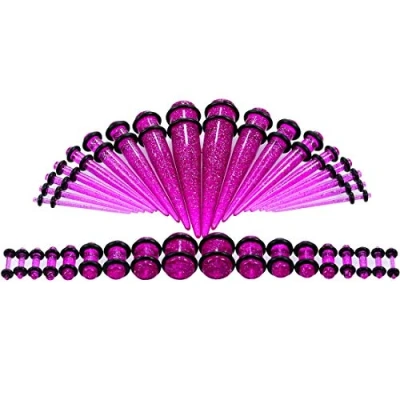 Image of Ear Stretchers Kit 1.6mm 10mm BOOM 36Pcs Flesh Tunnels Tapers Acrylic for Men/Women Body Piercing