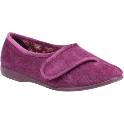 Image of GBS Womens Audrey Touch Fastening Slipper Burgundy Size UK 5