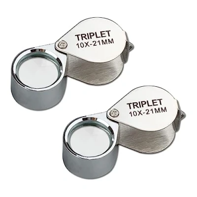 Image of Jewelry Magnifying Glass 2 Pieces 10X Diamond Triplet Jewelers Eye Loupe Magnifier (10X)