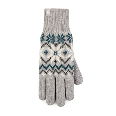 Image of Women&#039;s 1 Pack SOCKSHOP Heat Holders Avens Patterned Gloves Light Grey S/M