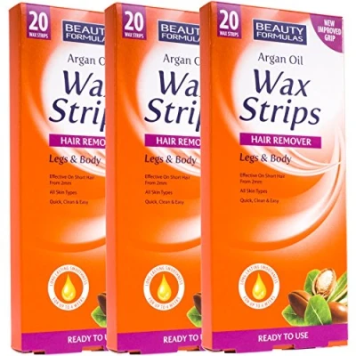 Image of 3 Boxes of 20Pc Natural Smoothing Argan Oil Wax Strips for Legs &amp; Body All Skin Types