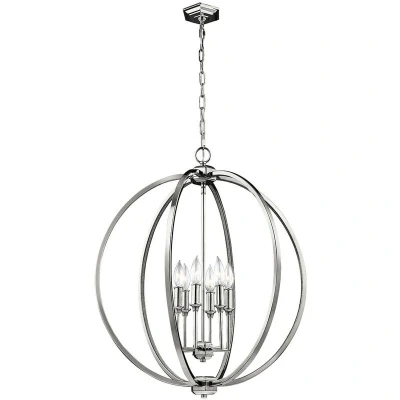 Image of Corinne 6 Light Spherical Ceiling Pendant Polished Nickel, E14