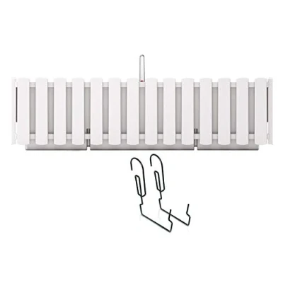 Image of Prosperplast Boardee Fencycase Balcony Box with Hanging and Watering System, Flower Box, Pot Hook Planter (580 mm Length, White)