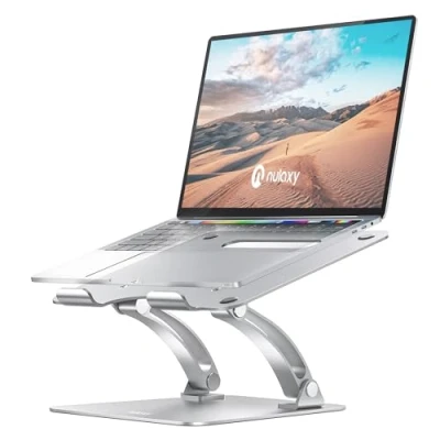 Image of NULAXY Adjustable Laptop Stand, Aluminum Foldable Riser with Heat Vent, Ergonomic Portable Computer Stand Compatible 10 17&quot; Up to 22 Lbs Laptops, MacBook, Dell, HP, Samsung (Silver)