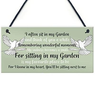 Image of RED OCEAN Hanging Garden Plaque Summer House Sign Shed Mum Nan Memorial Gift