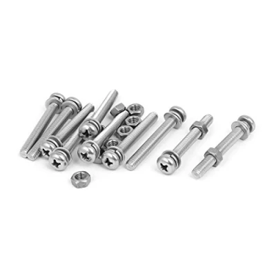 Image of Sourcingmap M5 x 40mm 304 Stainless Steel Phillips Pan Head Screws Nuts w Washers 10 Sets