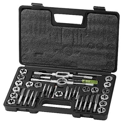Image of VEVOR Tap and Die Set, 40 Piece Include Metric Size M3 to M12, Bearing Steel Taps Dies, Essential Threading Tool for Cutting External Internal Threads, with Complete Accessories Storage Case