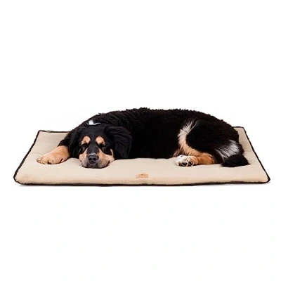 Image of Ferplast dog Bed Cushion Large Double sided Scratch proof and waterproof fabric, Warm Microfleece 30 machine washable mattress 108 x 79 3,5 cm.Brown