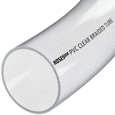 Image of 51mm (2&quot;) ID PVC Clear Reinforced Braided Air, Water, Oil, Gas, Food Flexible Plastic Hose Tube 25 Metres