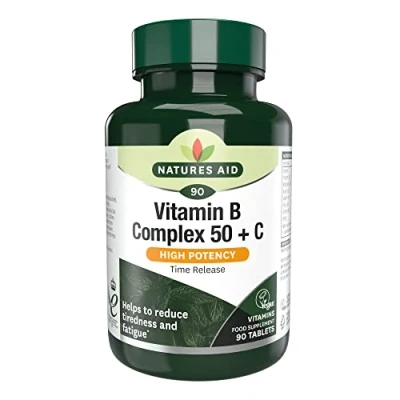 Image of Natures Aid Vitamin B Complex 50 + C (High Potency) with 90 Tablets
