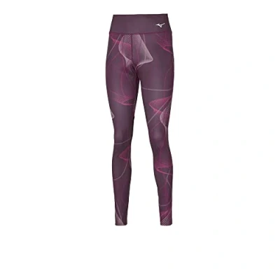 Image of Mizuno Women&#039;s Printed Tights Running, Grape Wine, M
