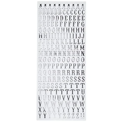 Image of Anitas Outline Stickers, Traditional Alphabet, Silver on White, For Scrapbooking, Card Making, Kids Play, Homework, Art, Craft, Embelish, Decorative, Paper, Card, Glass, Metal, Plastic, Foam