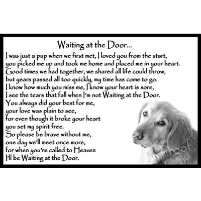 Image of Golden Retriever Pet Dog Bereavement Memorial Flexible Fridge Magnet Waiting at the Door