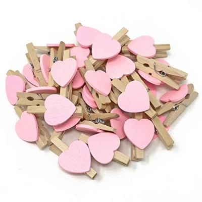 Image of 30mm Clothes Peg with 15mm Pink Heart Craft For Shabby Chic Vintage Wedding (25)