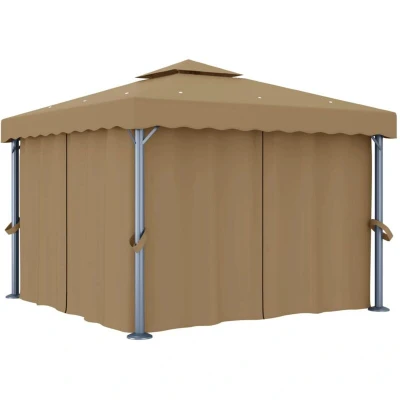 Image of vidaXL Gazebo with Curtain 3x3 m Taupe Aluminium