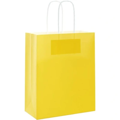 Image of vidaXL Paper Bags 50 pcs with Handles Yellow 18x8x22 cm