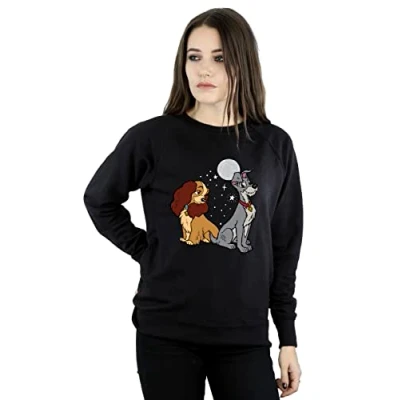 Image of Disney Women&#039;s Lady and The Tramp Moon Sweatshirt Black Large