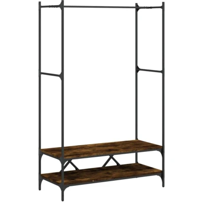 Image of vidaXL Clothes Rack with Shelves Smoked Oak Engineered Wood