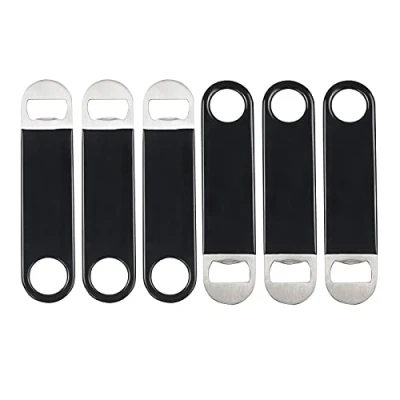 Image of Tstorage Black Coated Stainless Steel Bartender Beer Bottle Openers, 6 Packs