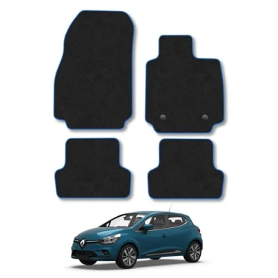 Image of Car Mats Compatible with Renault Clio (2012 2019) Tailored Fit Blue Carpet Floor Set Accessory Custom 4 Pieces Anti Slip Backing &amp; Binding Trim Edge