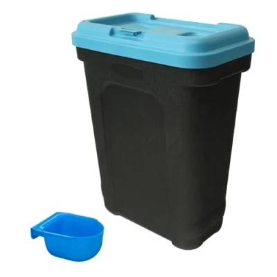 Image of KCT Dry Pet Food Storage Container with Integrated Scoop Dog Cat Animal Feed Bin Box 30 Litre/ 15kg Blue